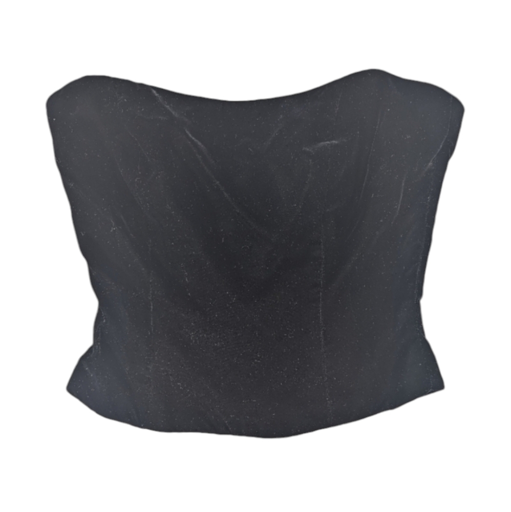 Vintage Wtoo by Watters & Watters Black Sweetheart Velvet Corset Tube Top Size 4